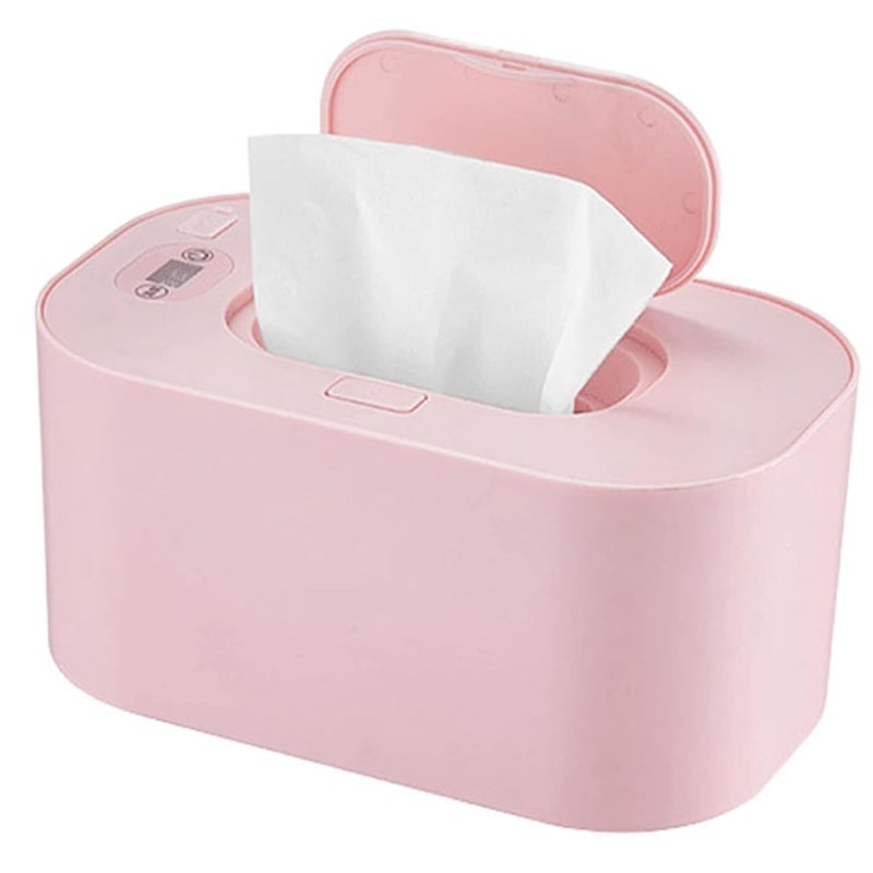 plplaaoo Portable USB Baby Wipe Warmer with Temperature Display – 3 Temperature Modes Large Capacity Wet Wipes Dispenser for Diapers, Even Heating Baby Wipes Heater for Home, Car & Travel (Pink) - Image 1